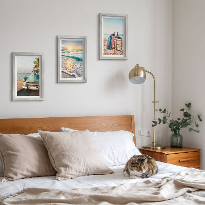 Set 3 tablouri Apus de soare peste mare în vacanța din Miami