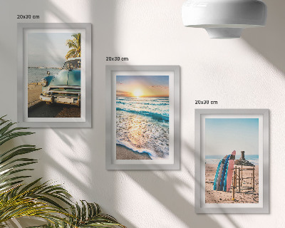 Set 3 tablouri Apus de soare peste mare în vacanța din Miami
