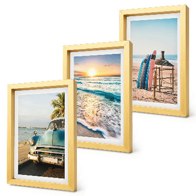 Set 3 tablouri Apus de soare peste mare în vacanța din Miami