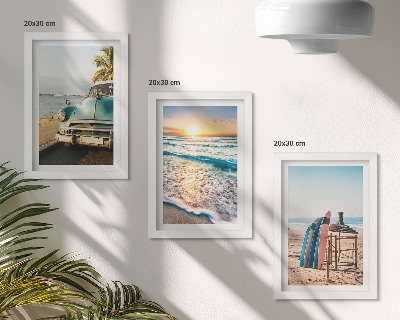 Set 3 tablouri Apus de soare peste mare în vacanța din Miami