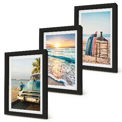 Set 3 tablouri Apus de soare peste mare în vacanța din Miami