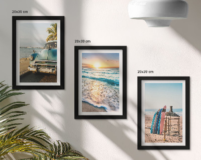 Set 3 tablouri Apus de soare peste mare în vacanța din Miami