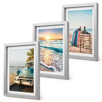 Set 3 tablouri Apus de soare peste mare în vacanța din Miami
