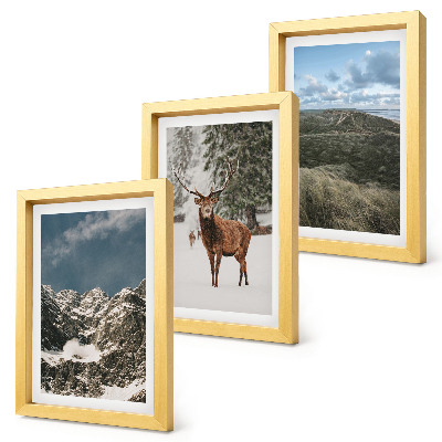Galerie de perete Munți cu zăpadă, căprioare în pădure, peisaje