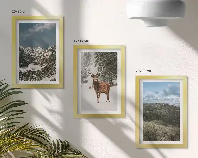 Galerie de perete munți cu zăpadă, căprioare în pădure și peisaje