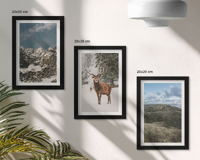Galerie de perete Munți cu zăpadă, căprioare în pădure, peisaje