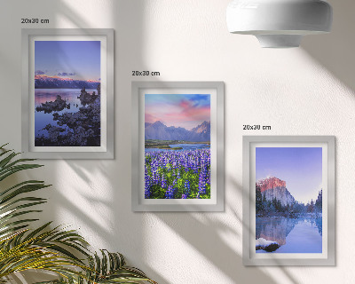 Galerie de perete Peisaje montane cu apă, cer și un câmp de flori