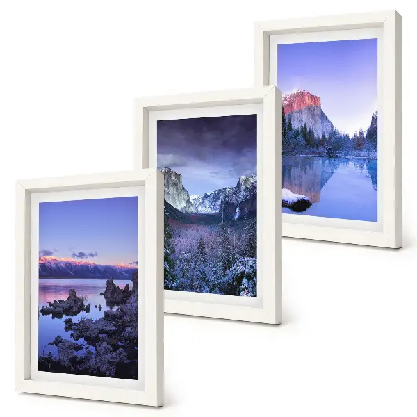 Set 3 tablouri peisaje montane la amurg cu priveliști ale apei