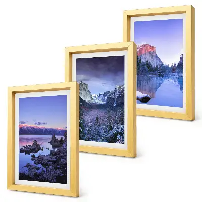 Set 3 tablouri peisaje montane la amurg cu priveliști ale apei
