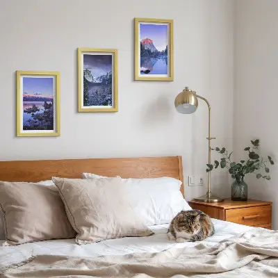 Set 3 tablouri peisaje montane la amurg cu priveliști ale apei