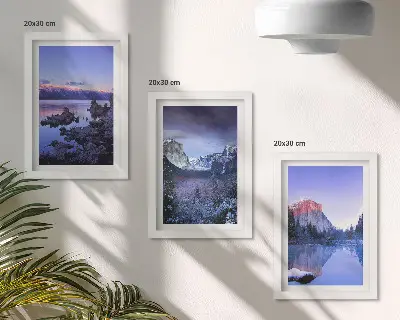 Set 3 tablouri peisaje montane la amurg cu priveliști ale apei