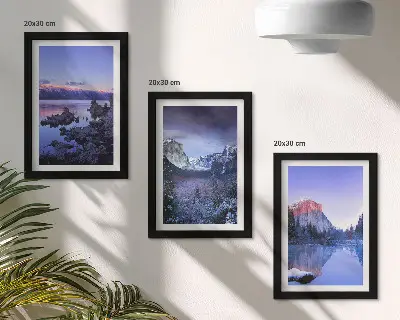 Set 3 tablouri peisaje montane la amurg cu priveliști ale apei