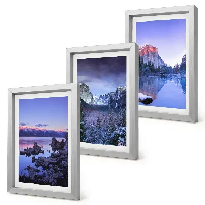 Set 3 tablouri peisaje montane la amurg cu priveliști ale apei