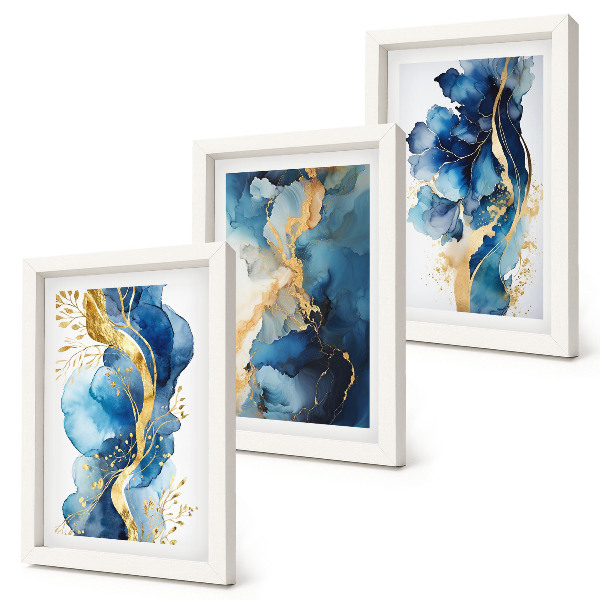 Galerie de perete Modele abstracte albastre cu accente delicate