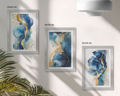 Galerie de perete Modele abstracte albastre cu accente delicate