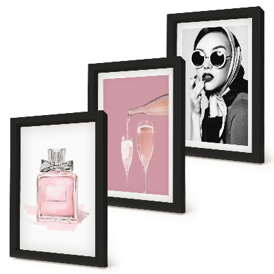 Set 3 tablouri Accesorii feminine elegante în nuanțe de roz