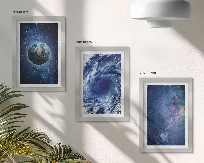 Set 3 tablouri cu pământ în spațiu, furtună și galaxie de stele