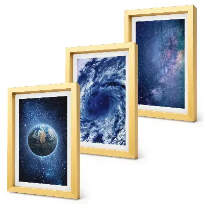 Set 3 tablouri cu pământ în spațiu, furtună și galaxie de stele