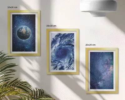 Set 3 tablouri cu pământ în spațiu, furtună și galaxie de stele