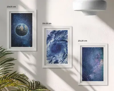 Set 3 tablouri cu pământ în spațiu, furtună și galaxie de stele