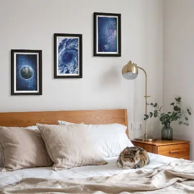 Set 3 tablouri cu pământ în spațiu, furtună și galaxie de stele