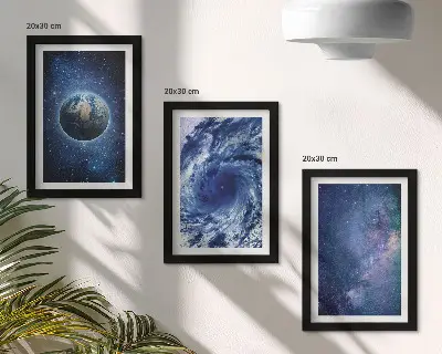 Set 3 tablouri cu pământ în spațiu, furtună și galaxie de stele