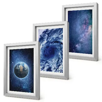 Set 3 tablouri cu pământ în spațiu, furtună și galaxie de stele