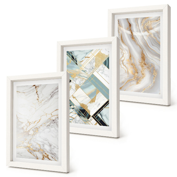 Set 3 tablouri Modele abstracte elegante și la modă din marmură