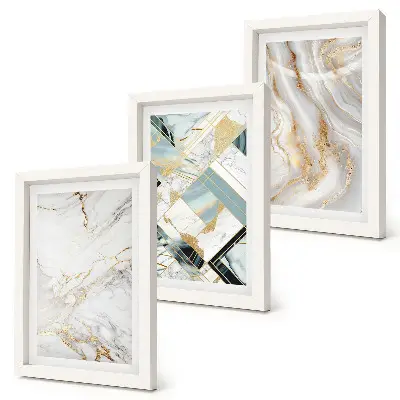 Set de 3 tablouri cu modele abstracte elegante din marmură