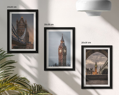 Set 3 tablouri Vederi ale Londrei cu podul și Big Ben