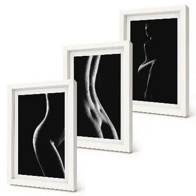 Set 3 tablouri cu siluete feminine erotice alb-negru