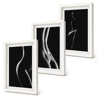 Set 3 tablouri Siluete feminine alb-negru erotice