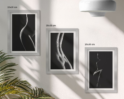 Set 3 tablouri Siluete feminine alb-negru erotice
