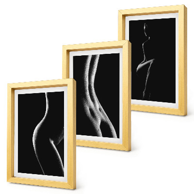 Set 3 tablouri Siluete feminine alb-negru erotice