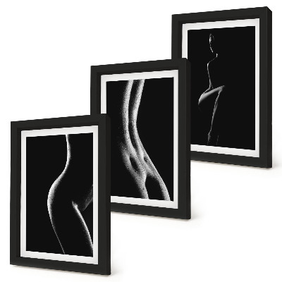 Set 3 tablouri Siluete feminine alb-negru erotice