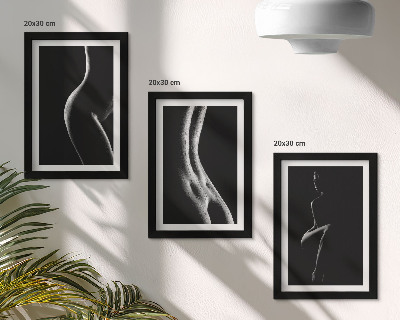Set 3 tablouri Siluete feminine alb-negru erotice