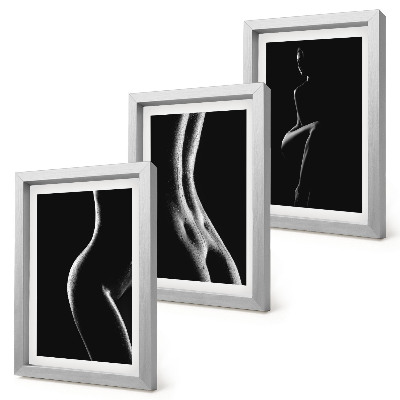 Set 3 tablouri Siluete feminine alb-negru erotice