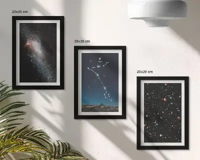 Set de 3 tablouri cu peisaje spațiale, constelația Pești și galaxii