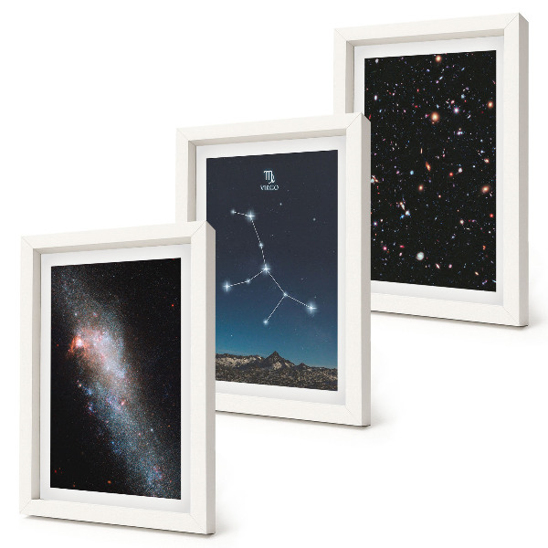 Set 3 tablouri Vedere a galaxiei constelației Fecioarei asupra universului