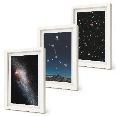 Set 3 tablouri cu vedere a galaxiei constelației Fecioarei asupra universului