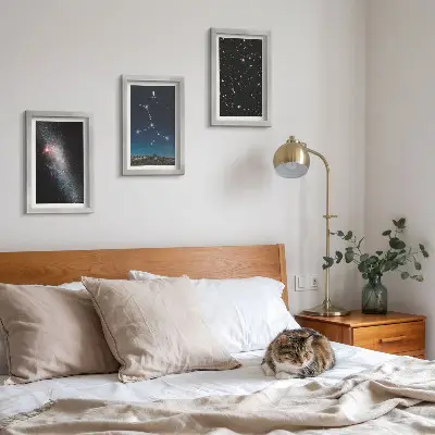 Set 3 tablouri cu vedere a galaxiei constelației Fecioarei asupra universului