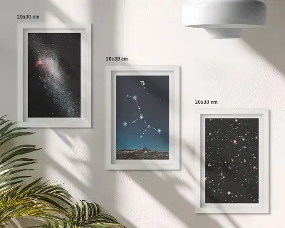 Set 3 tablouri cu vedere a galaxiei constelației Fecioarei asupra universului