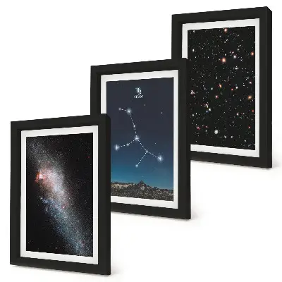 Set 3 tablouri cu vedere a galaxiei constelației Fecioarei asupra universului