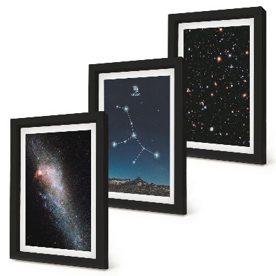 Set 3 tablouri Vedere a galaxiei constelației Fecioarei asupra universului