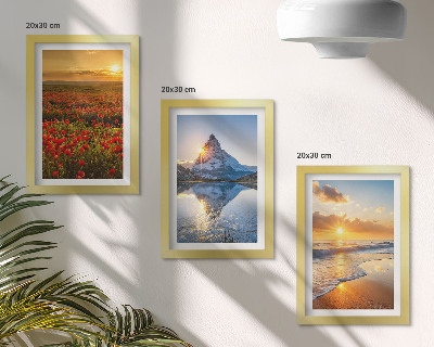 Set 3 tablouri Peisaje montane și de coastă cu apusuri de soare