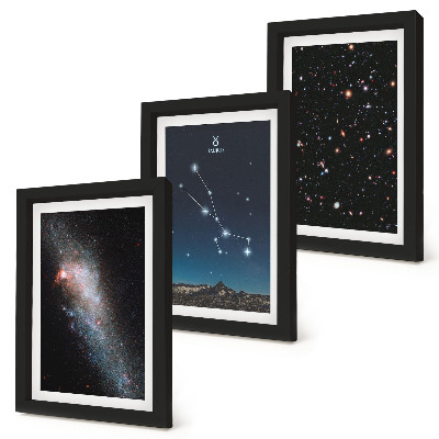 Set 3 tablouri Peisaje stelare cosmice și constelația Taurului