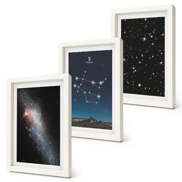 Galerie de perete cu semn zodiacal Gemeni și design cu galaxie, spațiu și stele