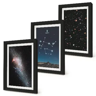 Galerie de perete cu semn zodiacal Gemeni și design cu galaxie, spațiu și stele