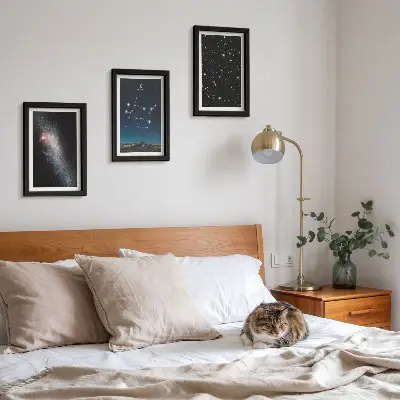 Galerie de perete cu semn zodiacal Gemeni și design cu galaxie, spațiu și stele
