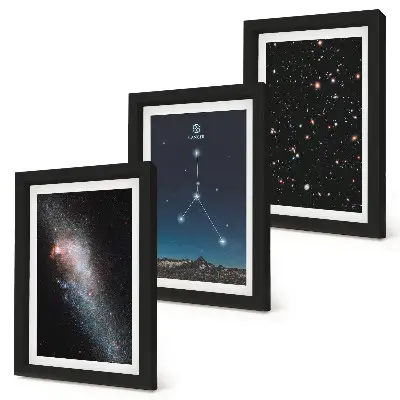 Set 3 tablouri cu spațiu, galaxie, constelația Racului și stele